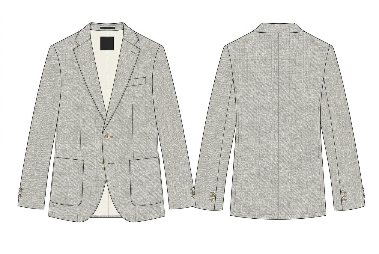 Textured Two-Button Tailored Blazer: Coloured mock-up in the sampled colourway