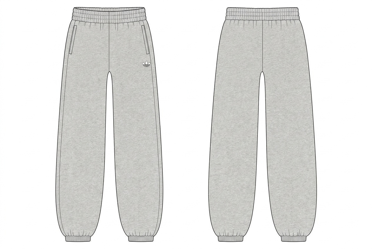 Cuffed Joggers: Coloured mock-up in the sampled colourway
