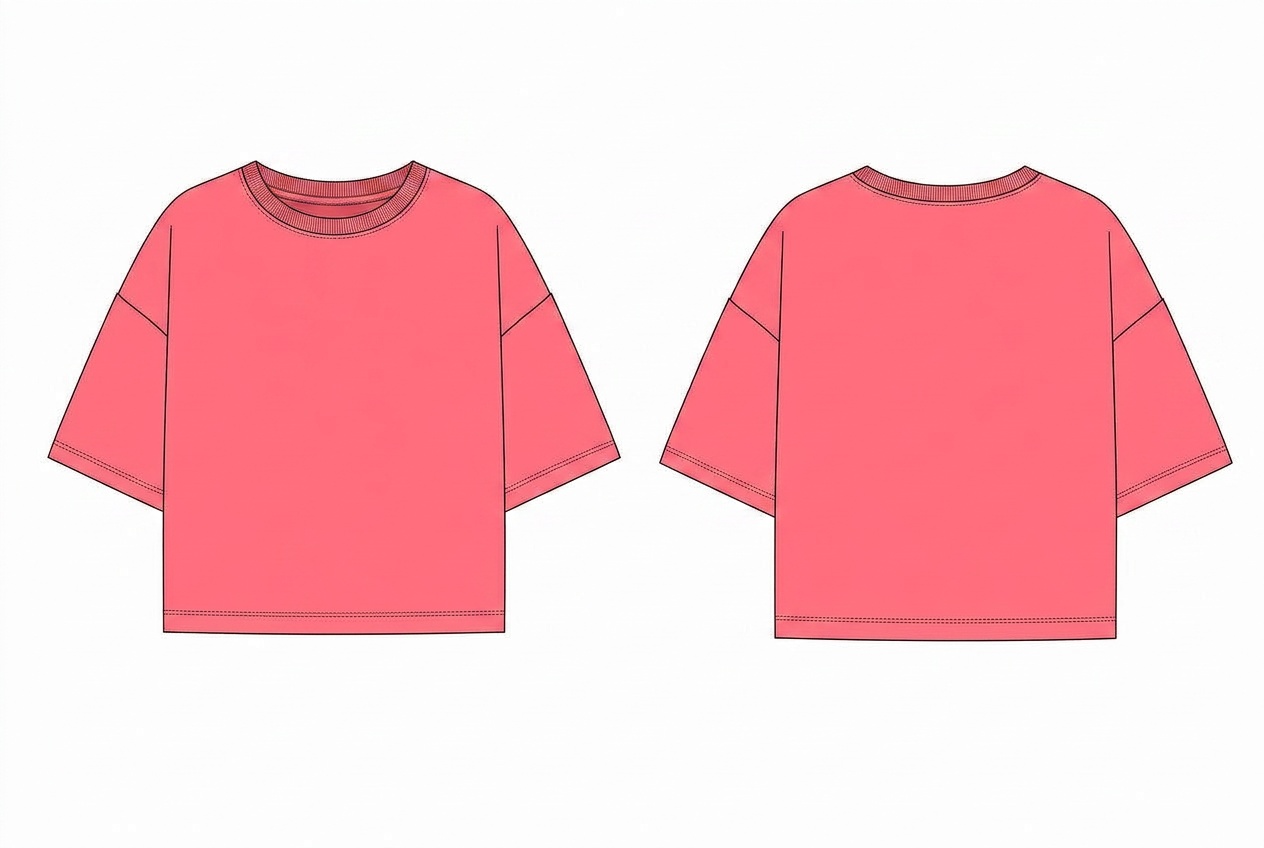 Boxy Tee: Coloured mock-up in the sampled colourway