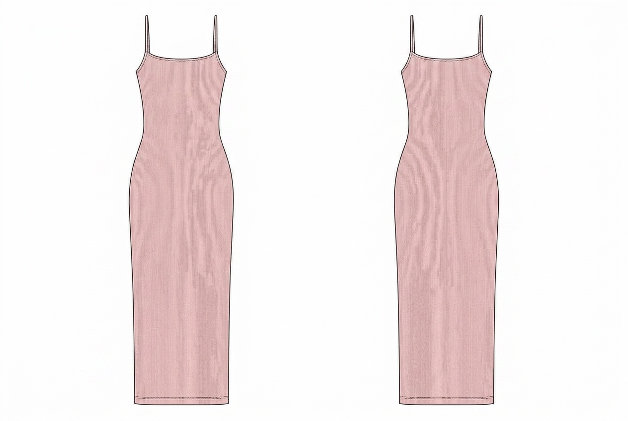 Maxi Slip Dress: Coloured mock-up in the sampled colourway