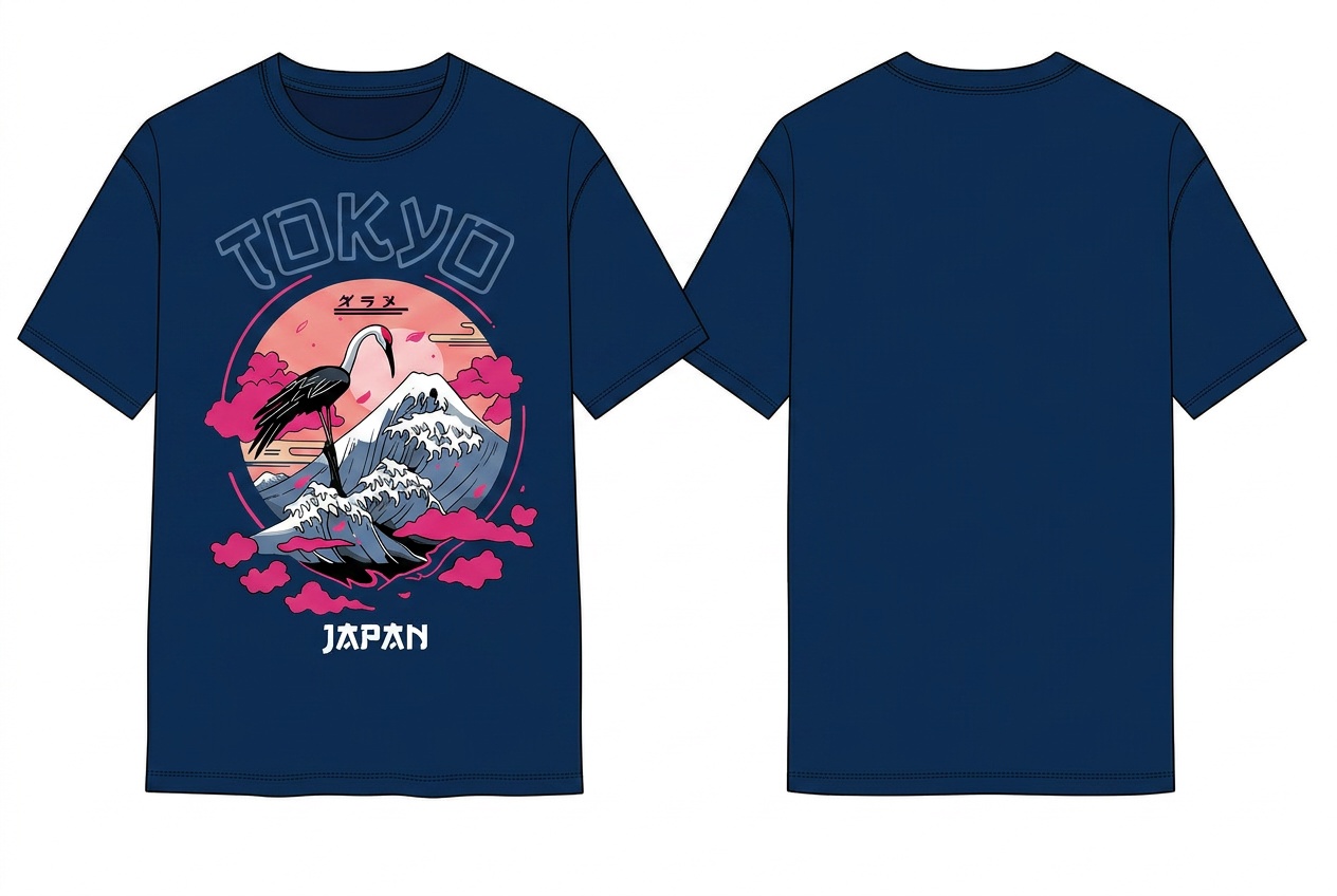Graphic Tee: Coloured mock-up in the sampled colourway