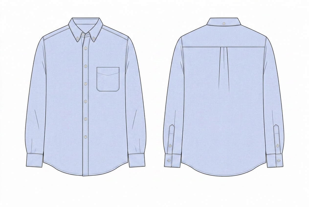 Oxford Button Down Shirt: Coloured mock-up in the sampled colourway