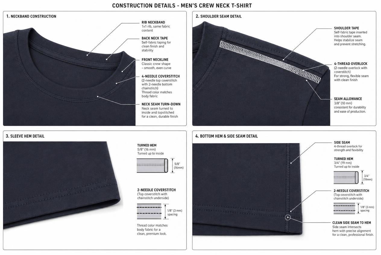 Classic Crewneck T-Shirt: Detailed views: closures, seams, trims