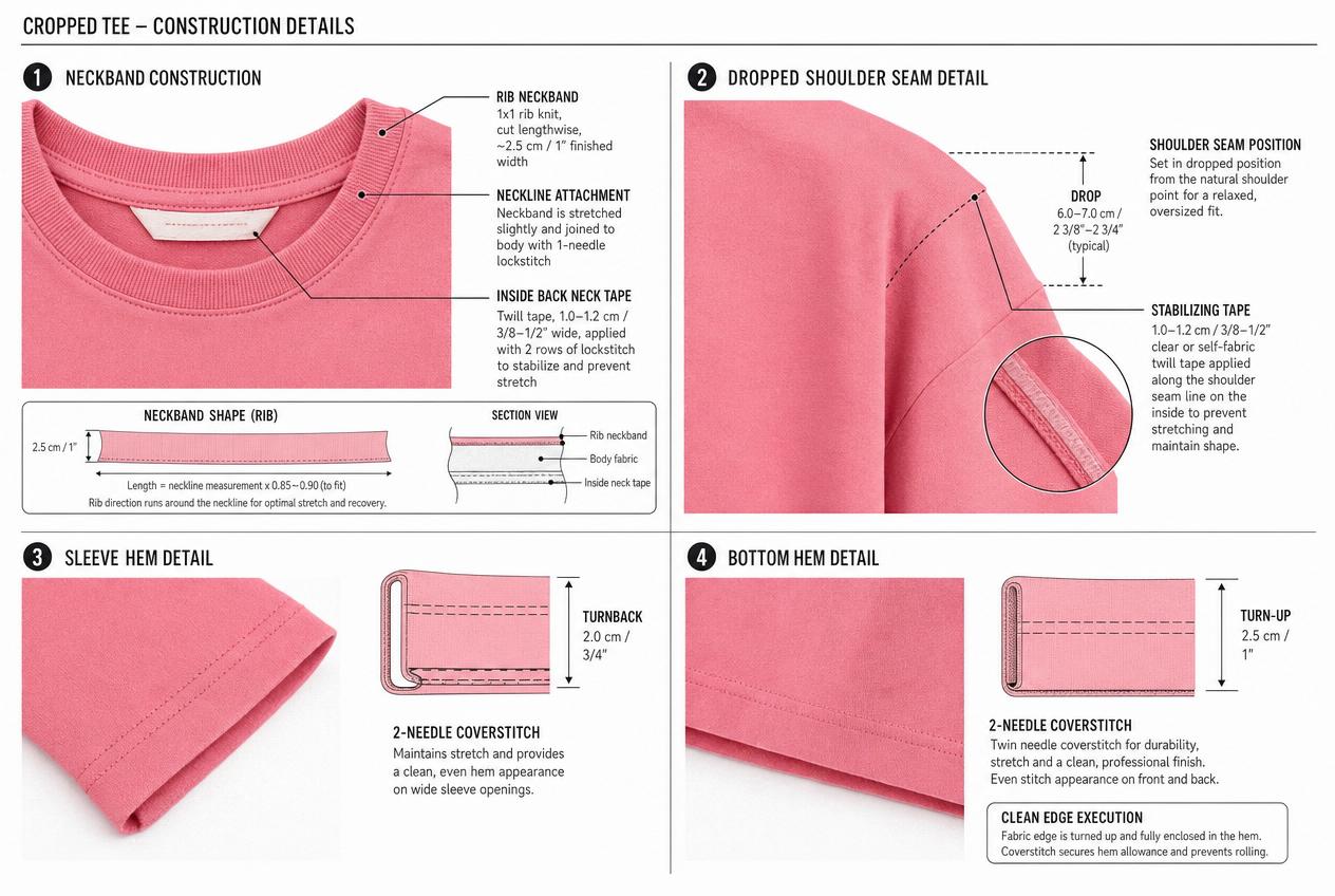 Boxy Tee: Detailed views: closures, seams, trims