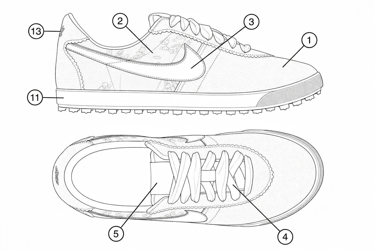Women's Canvas Turf Sneaker: Materials callout: each material numbered on the garment