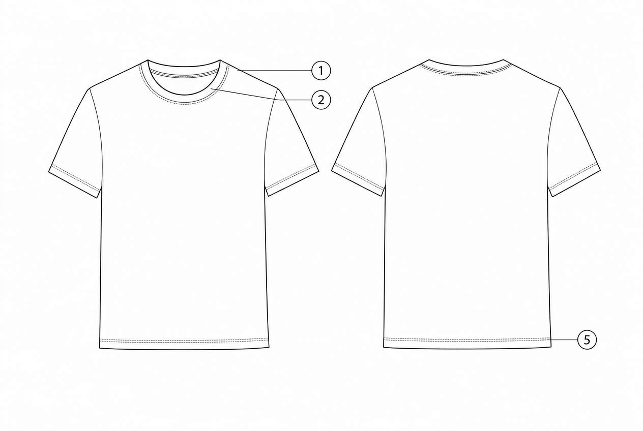 Classic Crewneck T-Shirt: Materials callout: each material numbered on the garment