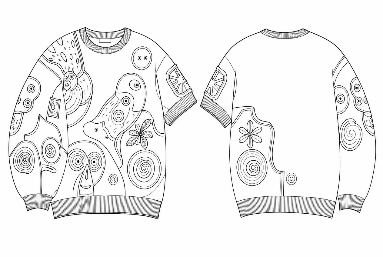 Intarsia Crewneck Sweater flat sketch