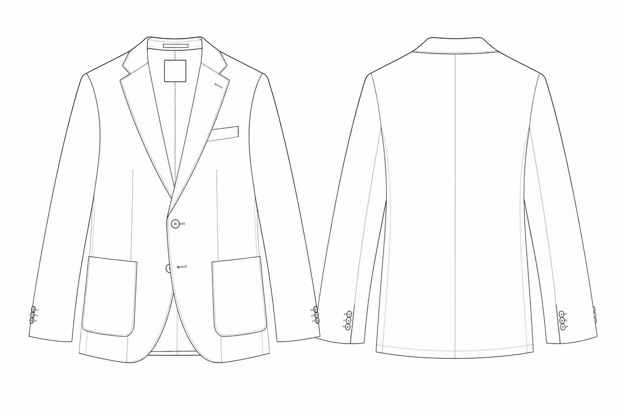 Textured Two-Button Tailored Blazer flat sketch