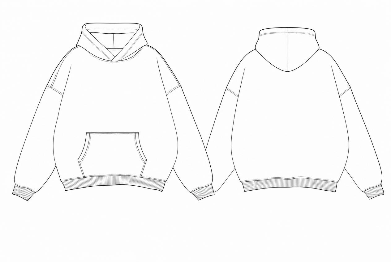 Heavyweight Drop-Shoulder Hoodie flat sketch