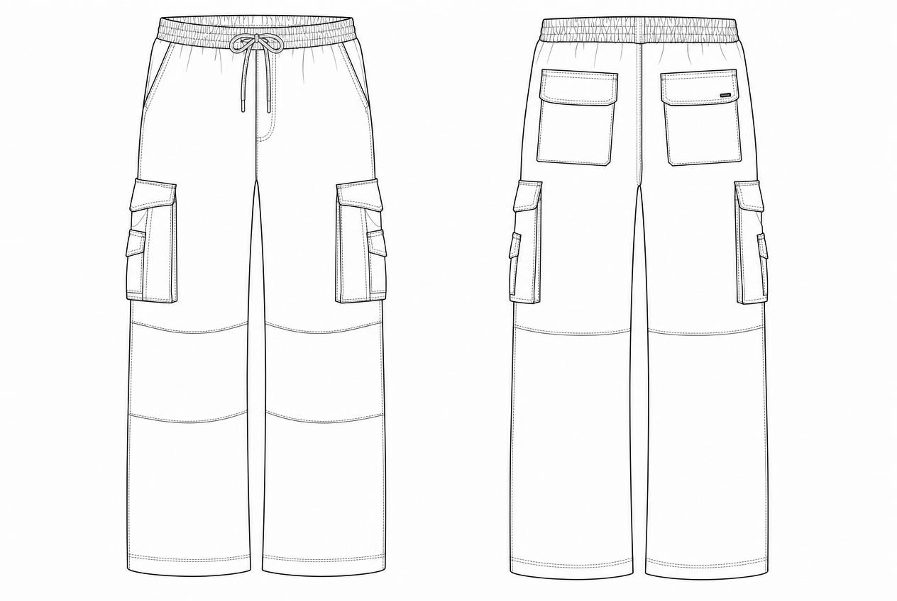 Utility Cargo Pant flat sketch