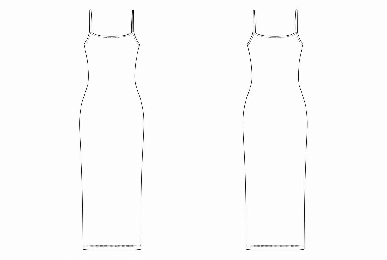 Maxi Slip Dress flat sketch