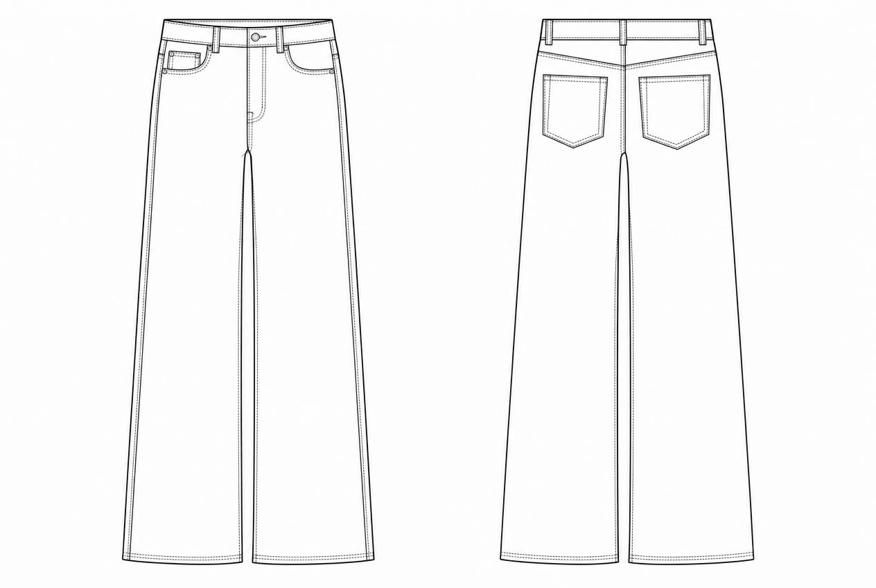 High Rise Denim Jeans flat sketch