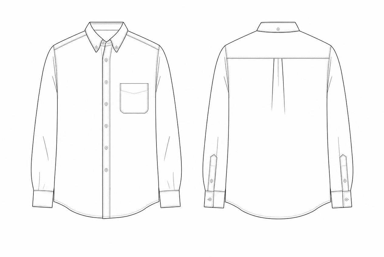 Oxford Button Down Shirt flat sketch